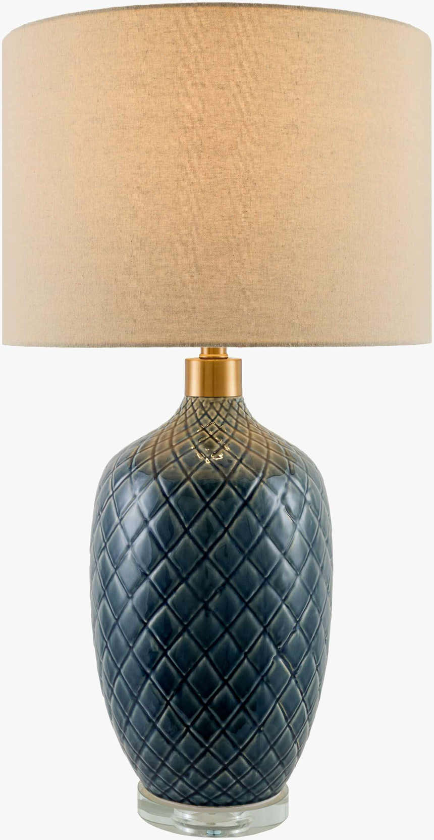 Aqua Blue Modern Table Lamp with global details for bedside or console tables