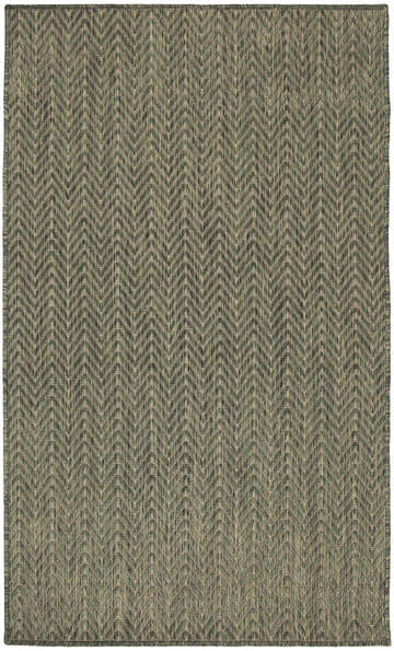 Close-up of the green Nourison Horizon rug. Features a subtle chevron pattern and woven texture.