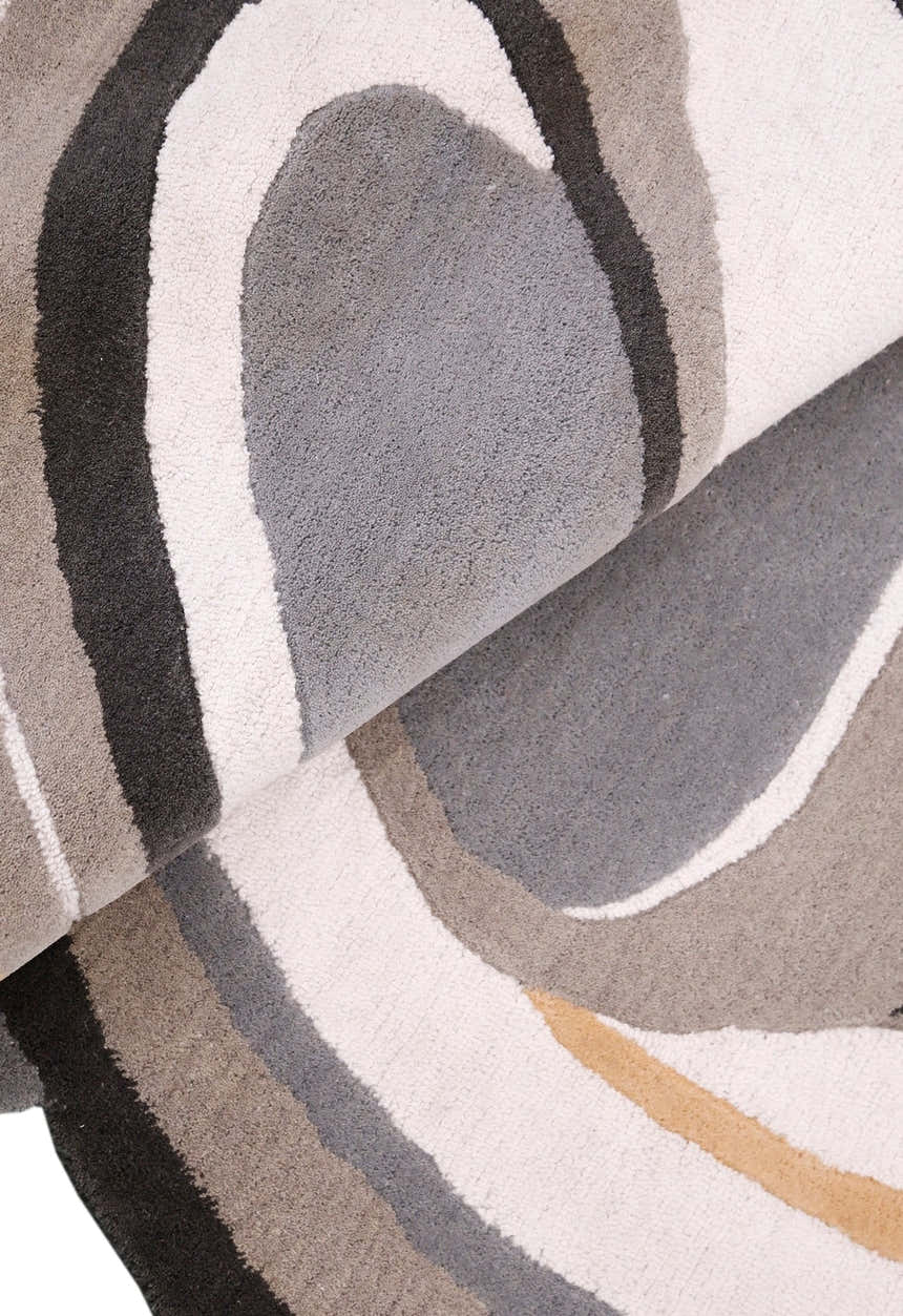 Drifted Ribbon Gray Hand Tufted 5x8 Wool Area Rug