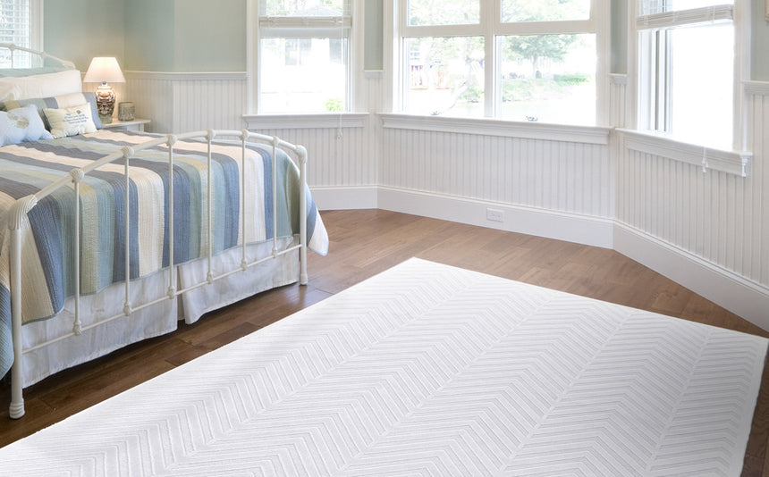 Feizy Saphir Mira Modern Geometric - White Area Rug - Clearance