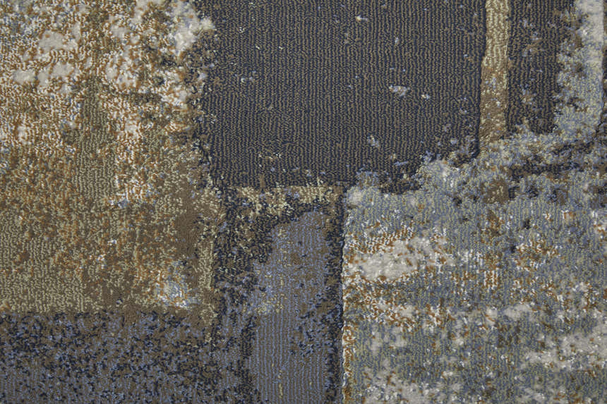 Close-up of Feizy Clio Modern Watercolor Area Rug with brown, gray, and black abstract pattern. Texture