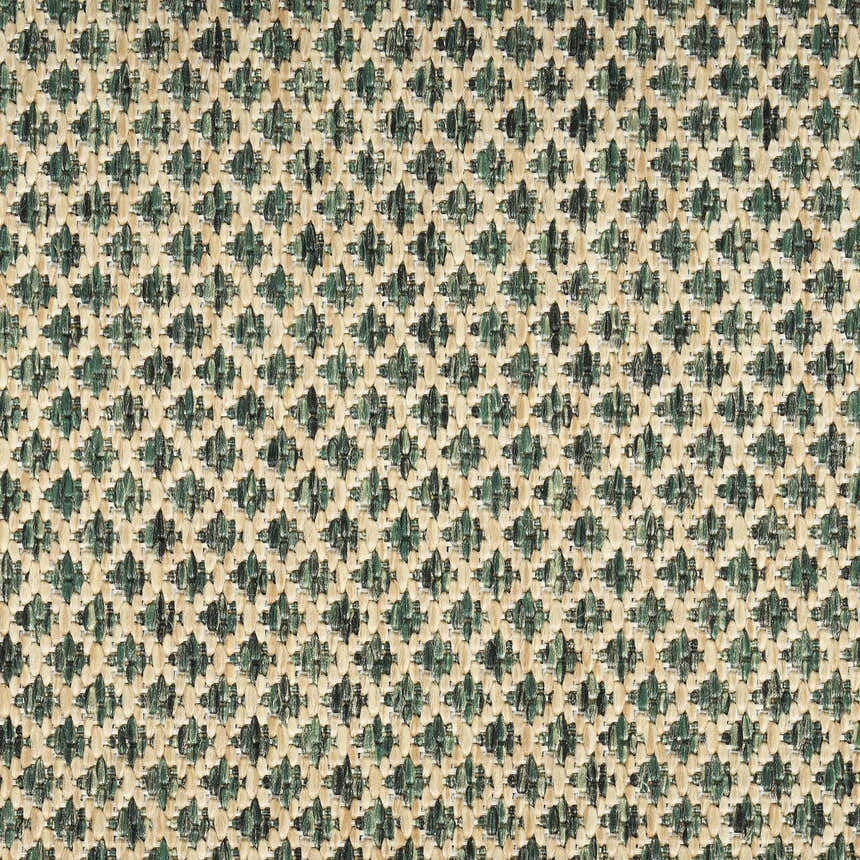 Close-up of Nourison Courtyard Green Modern Area Rug showing geometric diamond pattern and woven texture.