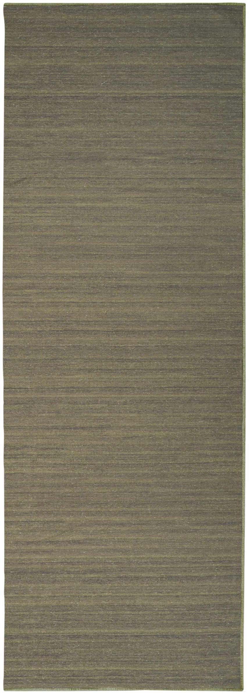 Close-up of the Nourison Essentials Green Modern Indoor Washable Area Rug, showing its subtle horizontal texture.