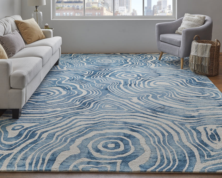 Feizy Lorrain Modern Abstract - Blue/Ivory Area Rug