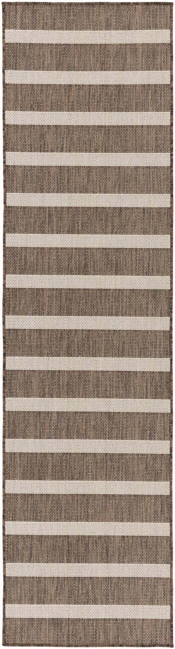 Close-up of Nourison Positano Natural Ivory Modern Area Rug with chestnut brown and ivory stripes.