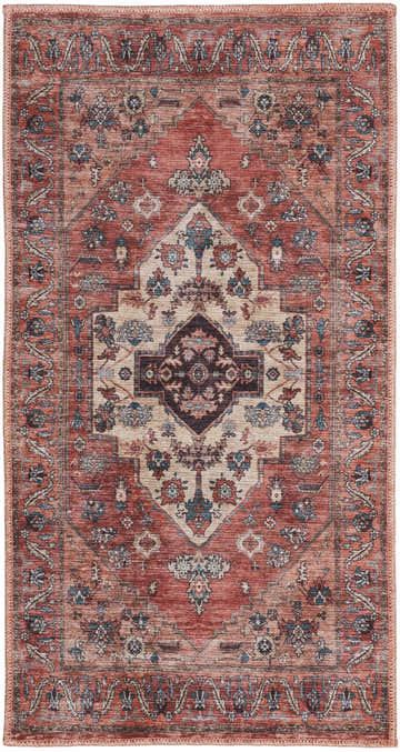 Close-up of the Nourison Grand Rust Multicolor vintage rug, showcasing its floral pattern and distressed texture.