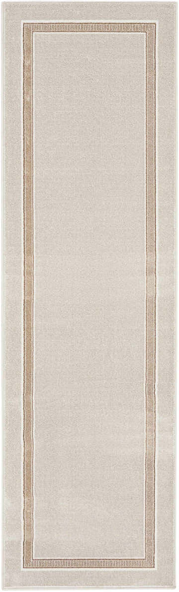 Close-up of the Nourison Glitz Ivory Cream rug, showing the chestnut border and soft, textured surface.