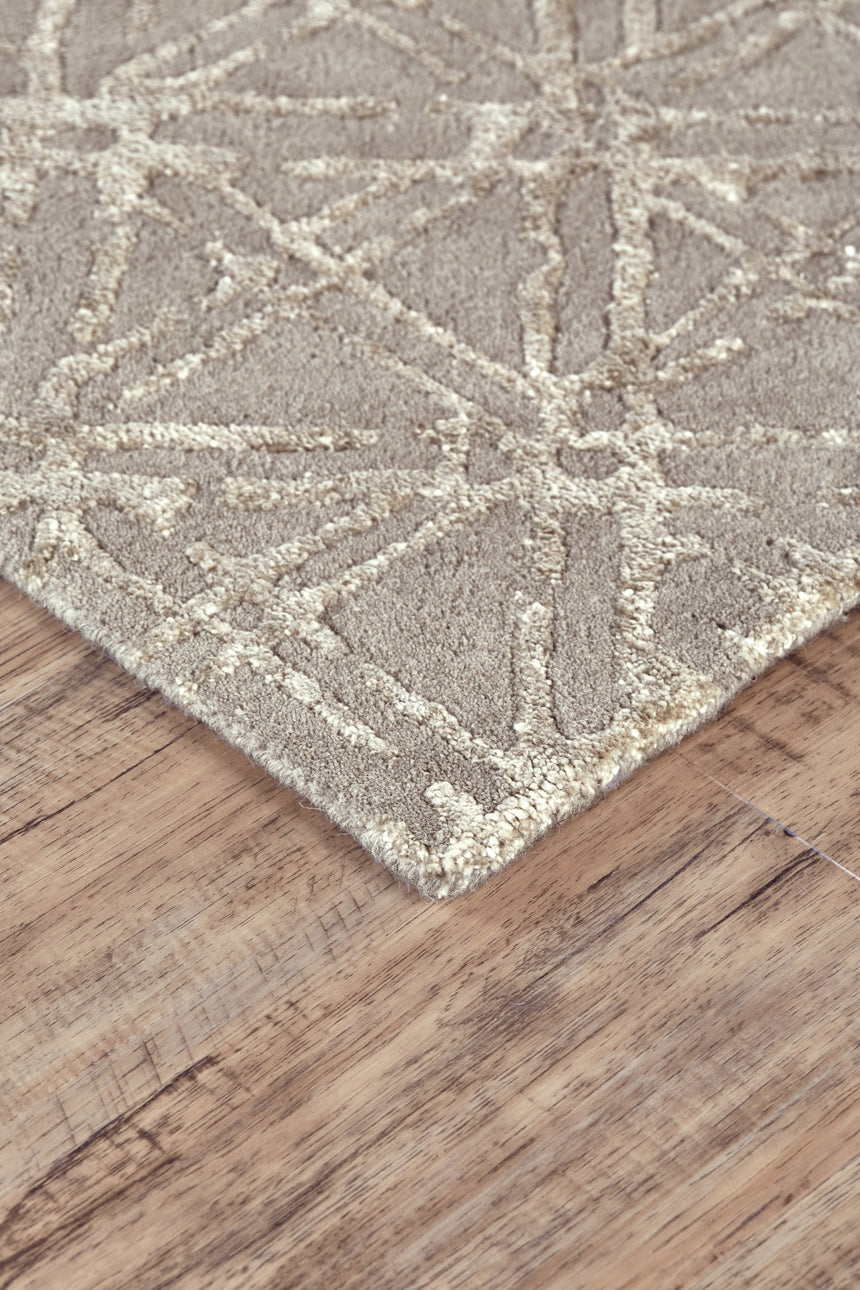 Feizy Manoa Transitional Geometric - Taupe/Ivory/Tan Area Rug - Clearance