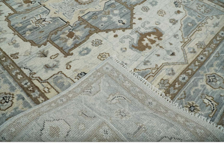 Earthy Neutral Custom Made Ivory, Beige and Silver Traditional Hand Knotted Wool Area Rug