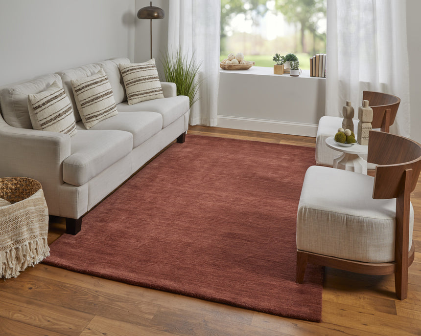 Feizy Luna Modern Solid - Orange/Red Area Rug