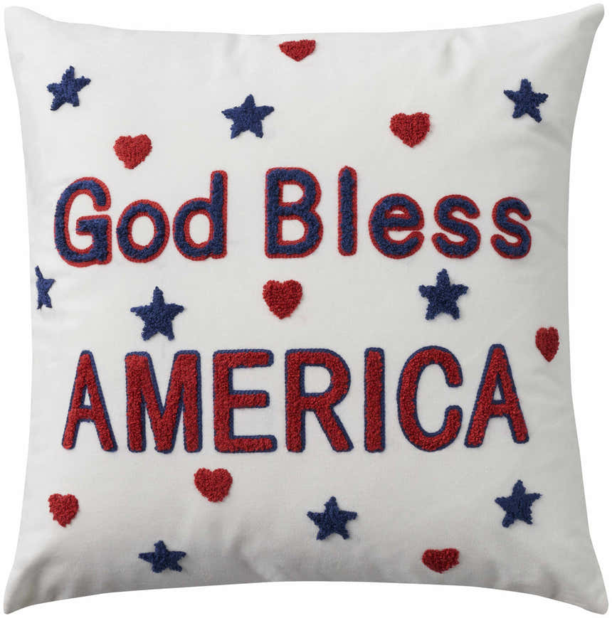 Mina Victory Holiday Pillows God Bls America Embr White Indoor Throw Pillow - Clearance