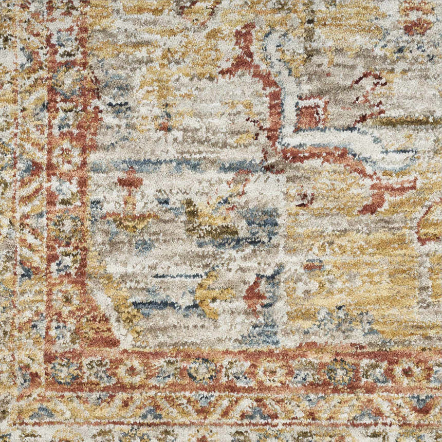 Close-up of the Nourison Sahar Ivory Rust Vintage Area Rug, showcasing its detailed pattern and texture.