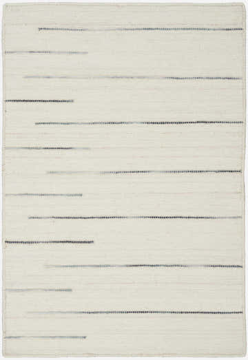 Close-up of the Nourison Interweave Ivory rug. Handmade wool rug with chestnut stripes and subtle texture.