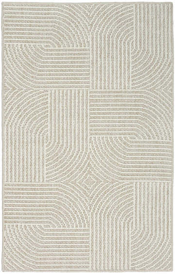 Close-up of Nourison Natural Texture Beige Ivory rug featuring a geometric, mid-century modern design.