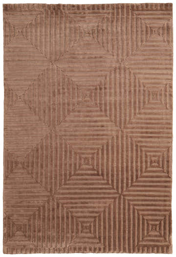 Close-up of the Feizy Channels Modern Geometric Area Rug. Brown wool rug with a square geometric pattern. Design-Rectangle