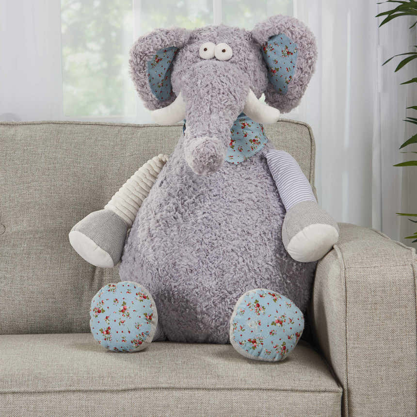 Mina Victory Plush Lines Foldable Elephant Stuffed Animal Grey Indoor Throw Pillow