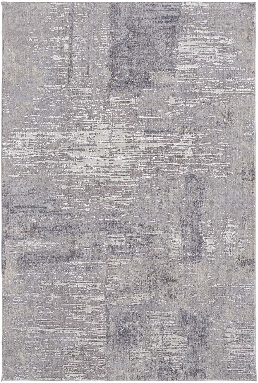 Close-up of Feizy Lennon Taupe/Tan/Blue Area Rug with abstract pattern and subtle texture. Design-Rectangle