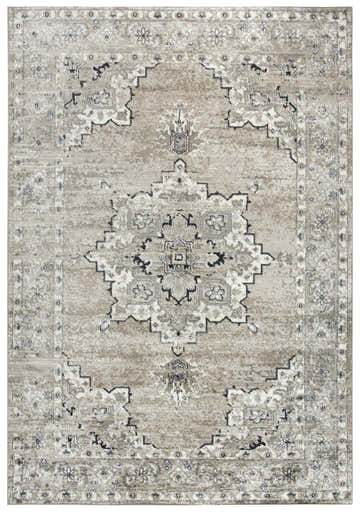 Close-up of Rizzy EN7351 area rug. Farmhouse style rug with a traditional, burnt orange and orange, medallion pattern. Design-Rectangle