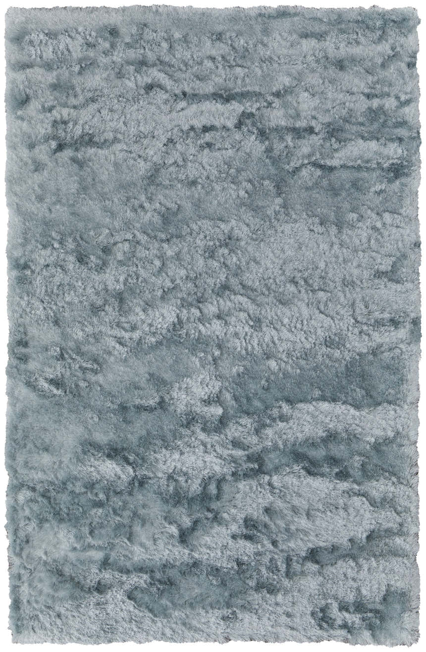 Close-up of the Feizy Indochine rug in blue and silver. Soft, hand-tufted texture and subtle color variations. Design-Rectangle