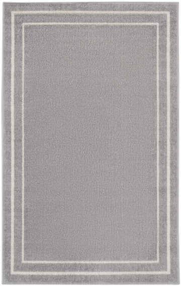 Close-up of the Nourison Essentials Grey Ivory Contemporary Area Rug with a double ivory border.