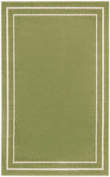 Close-up of the Nourison Essentials Green Ivory Contemporary Area Rug with a simple ivory border.