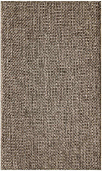 Close-up of the textured, dark brown Nourison Tulum Outdoor Area Rug with a woven, pile design.