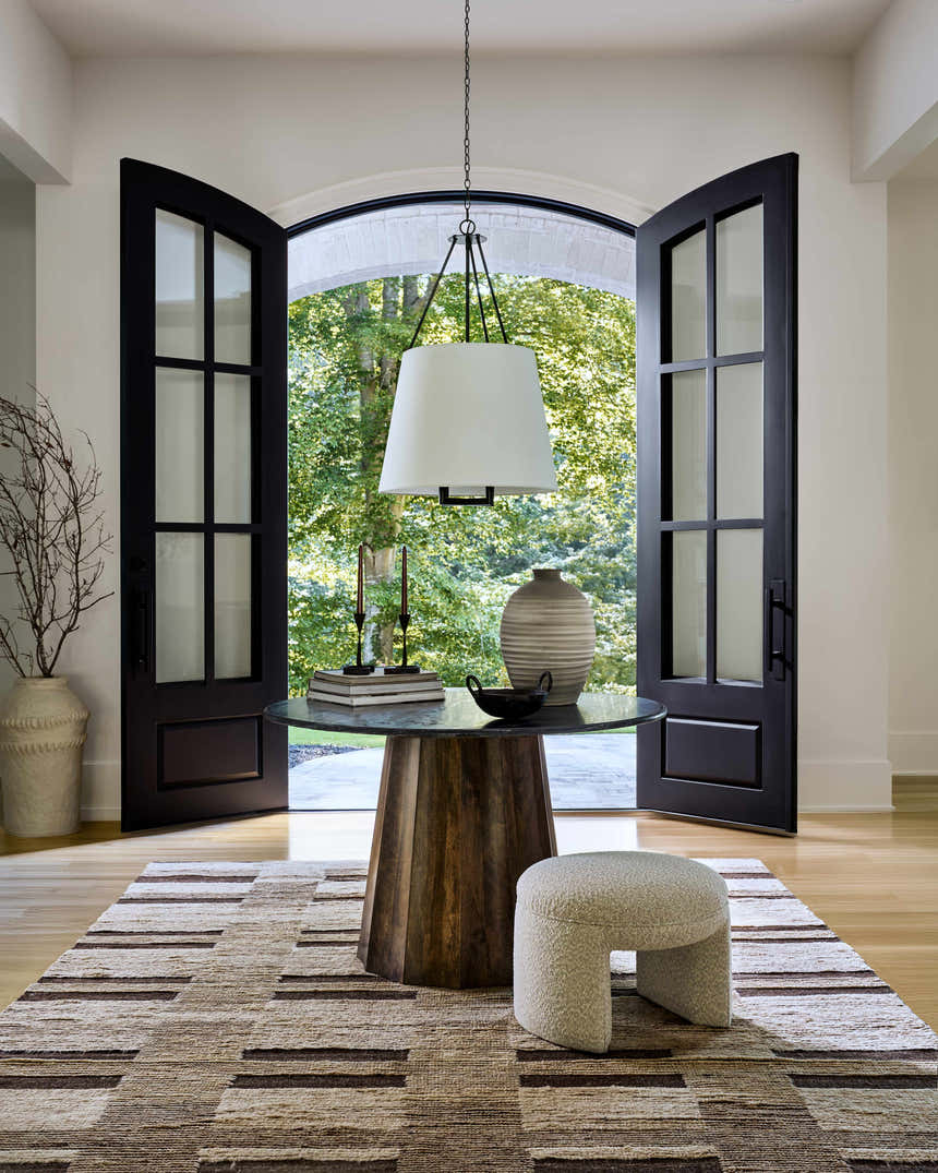 Light Gray Traditional Chandelier with linen details for dining or living rooms