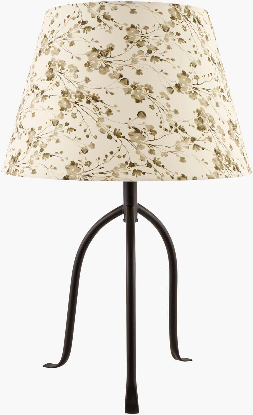 Cool Tan Traditional Table Lamp with linen details for bedside or console tables