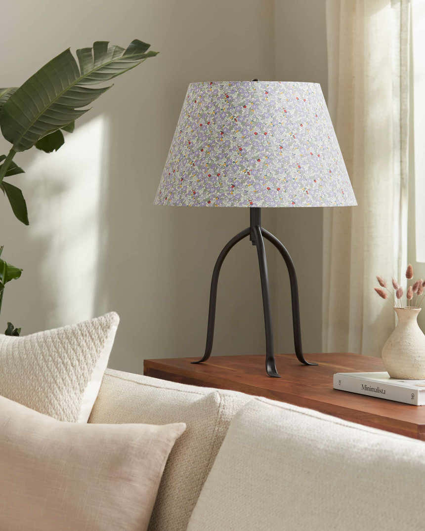 Purple Traditional Table Lamp with linen details for bedside or console tables