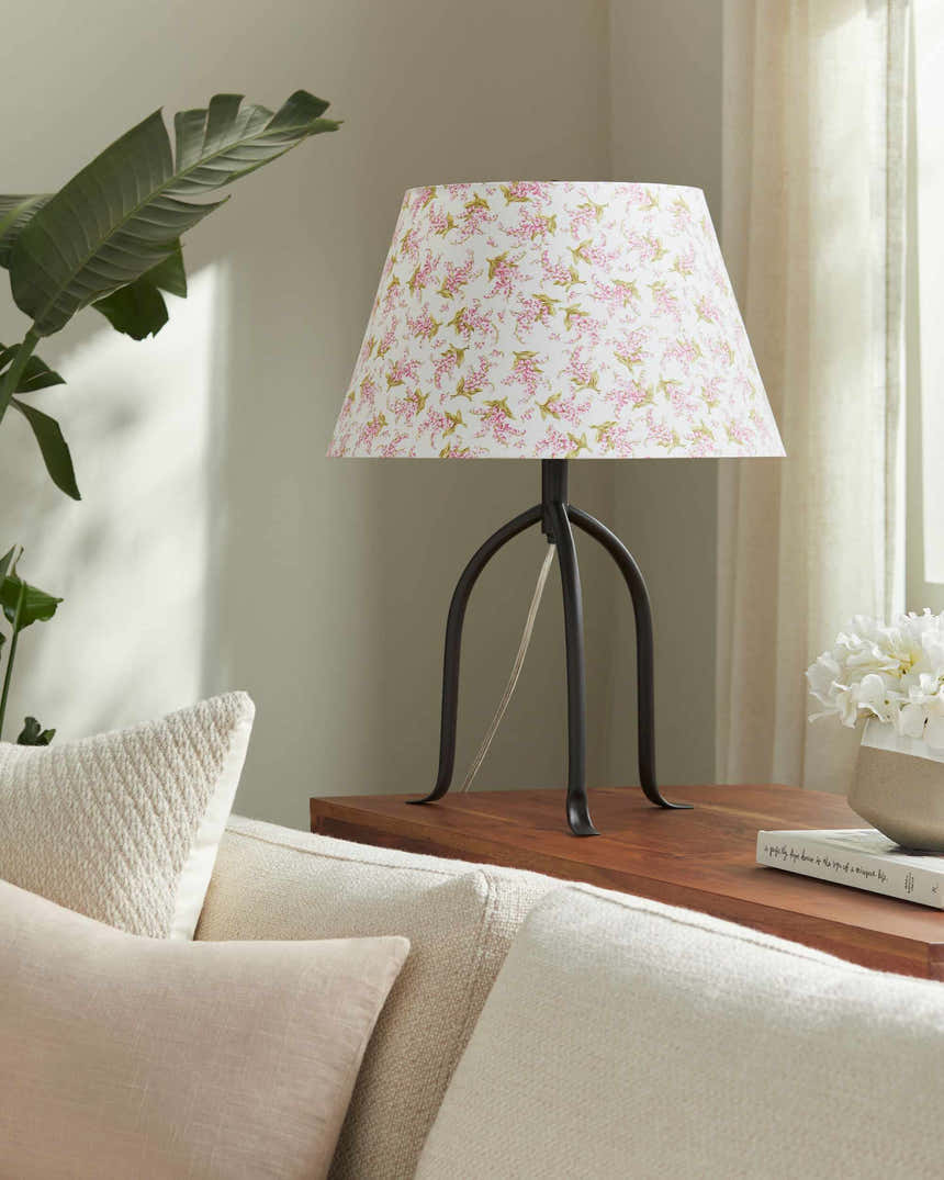 Pink Floral Shade Iron Table Lamp