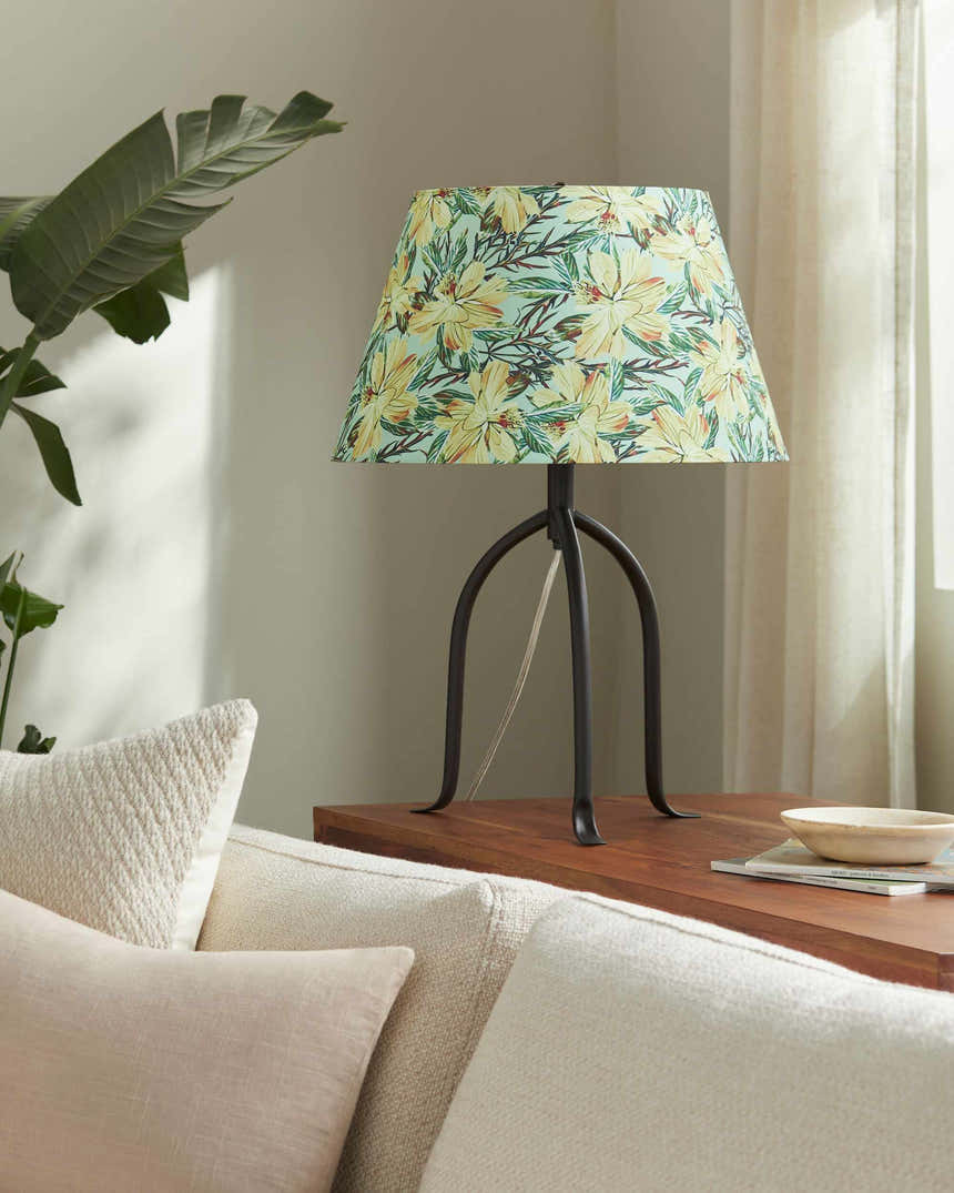 Lime Green Traditional Table Lamp with linen details for bedside or console tables