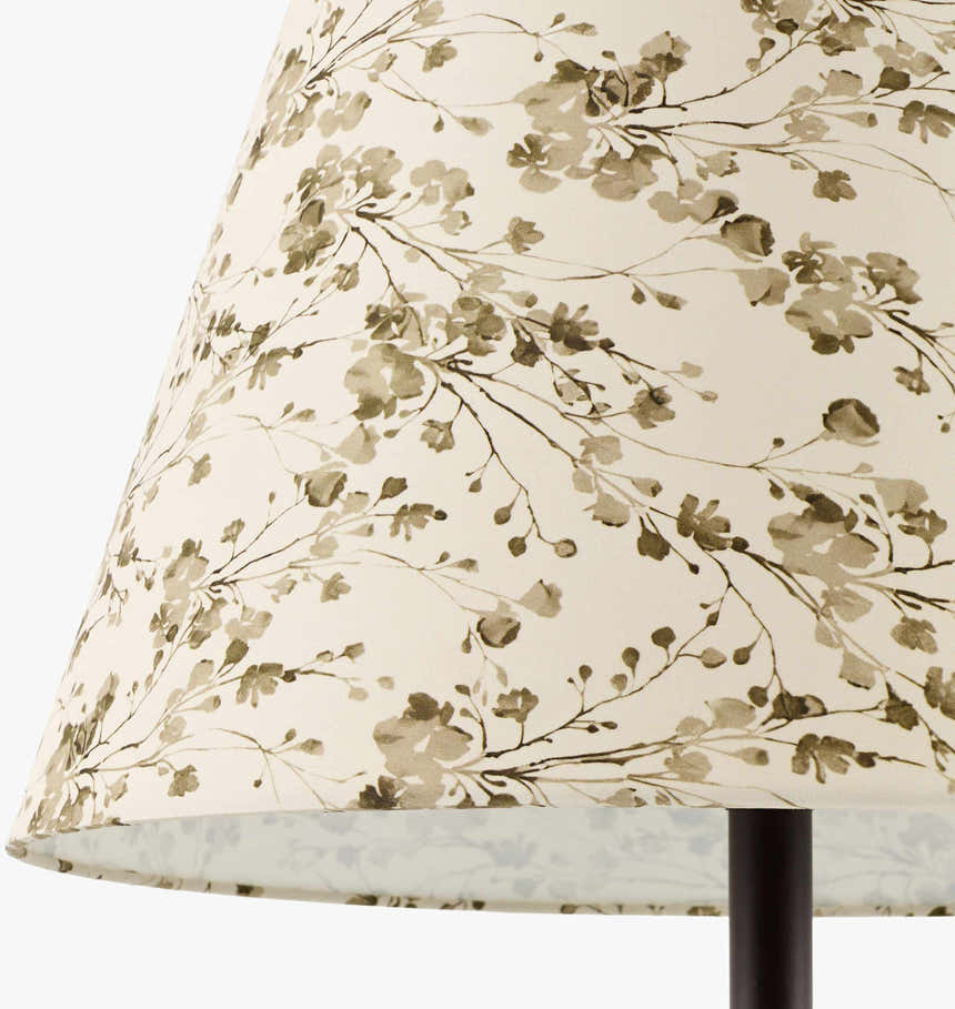 Cool Tan Traditional Table Lamp with linen details for bedside or console tables