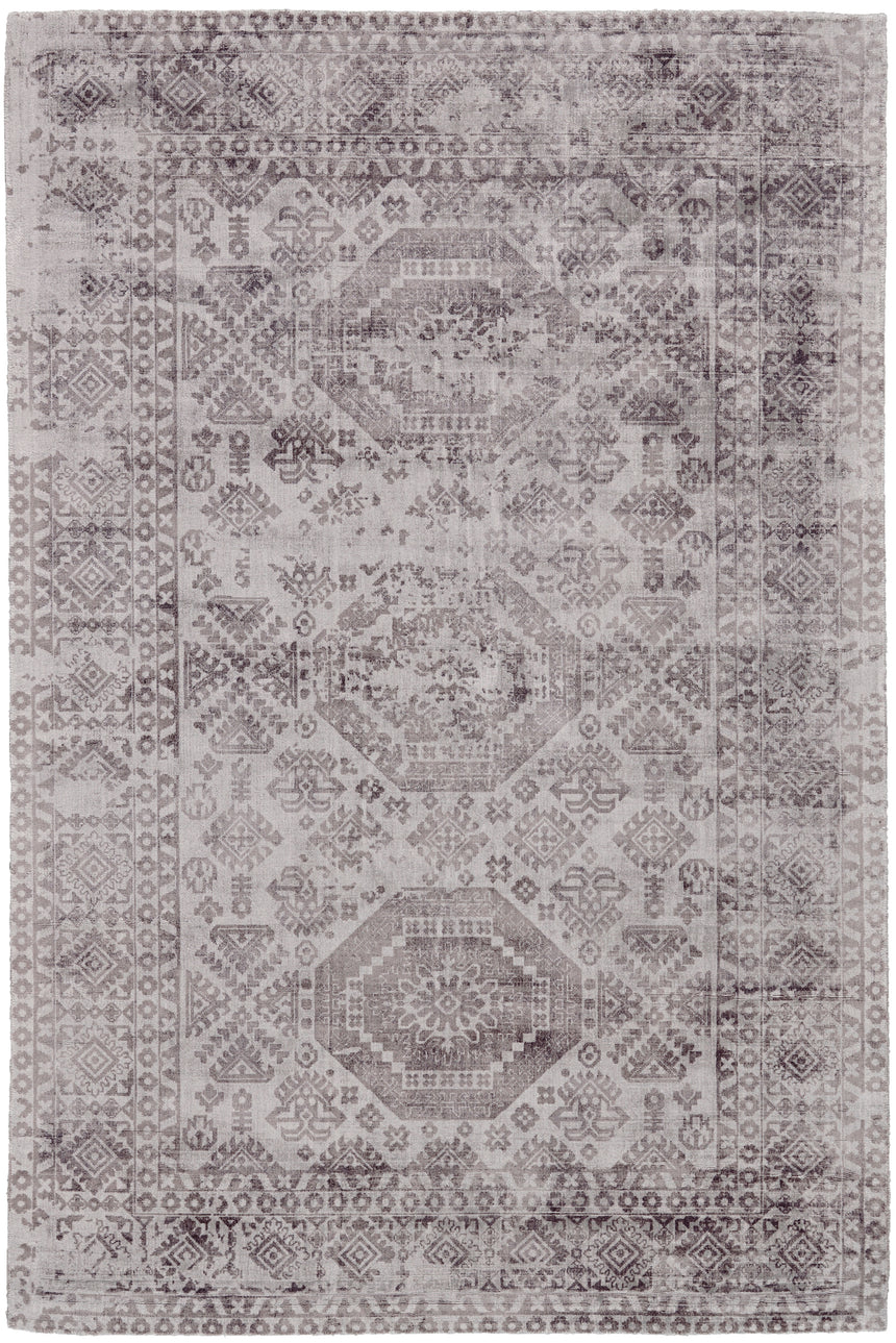Feizy Nadia Transitional Bordered - Gray/Purple Area Rug - Clearance