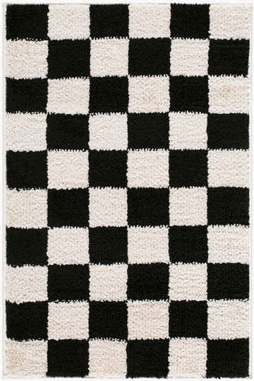 Naye Cream Color Block Machine Woven Polyester Washable Area Rug
