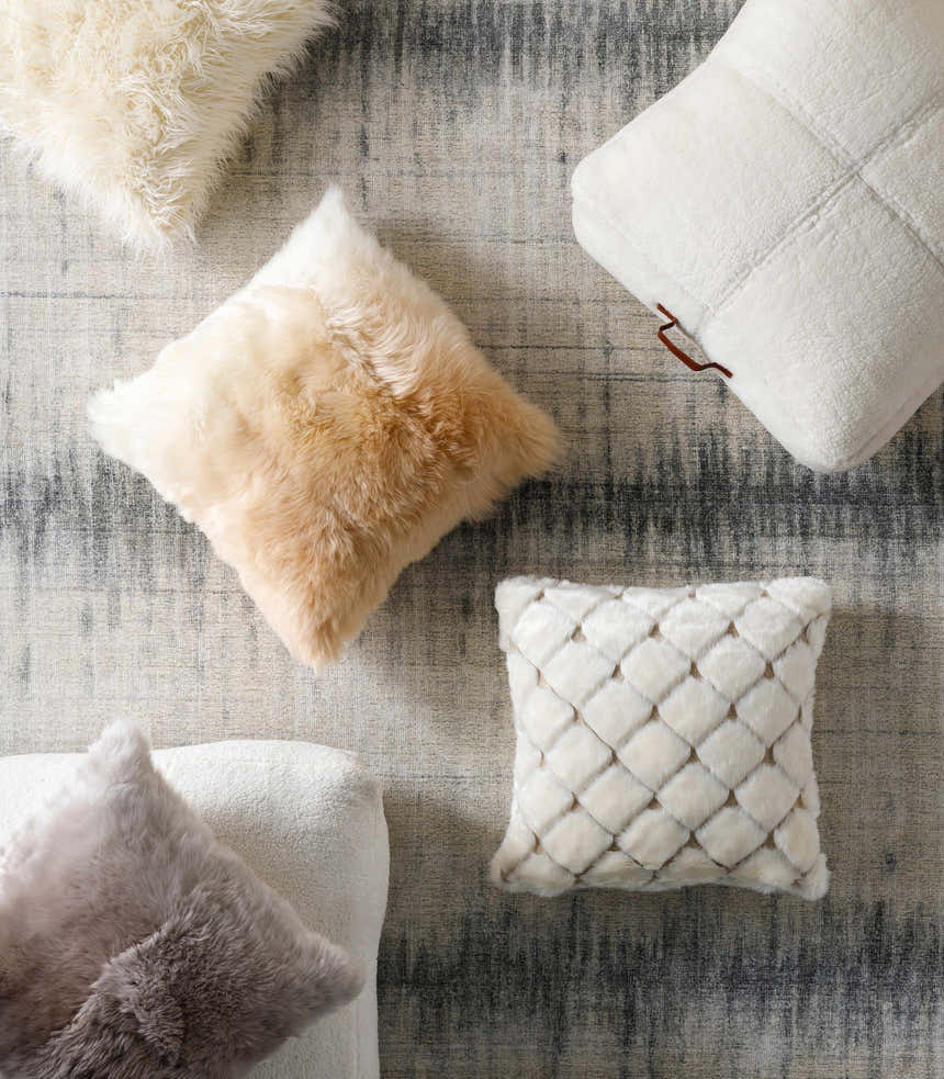 Kilrush White Plush Floor Pillow - Clearance