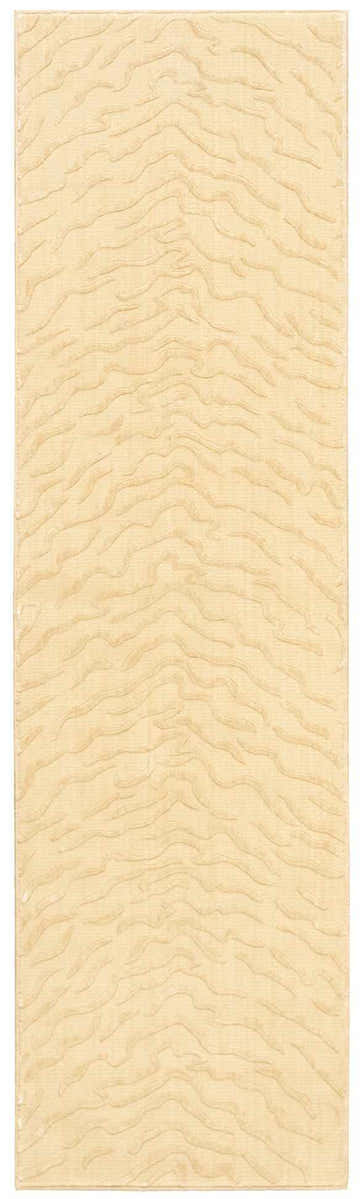 Close-up of the Nourison Nepal Bone Vintage runner rug. Beige wool rug with subtle, wavy pattern and soft texture.
