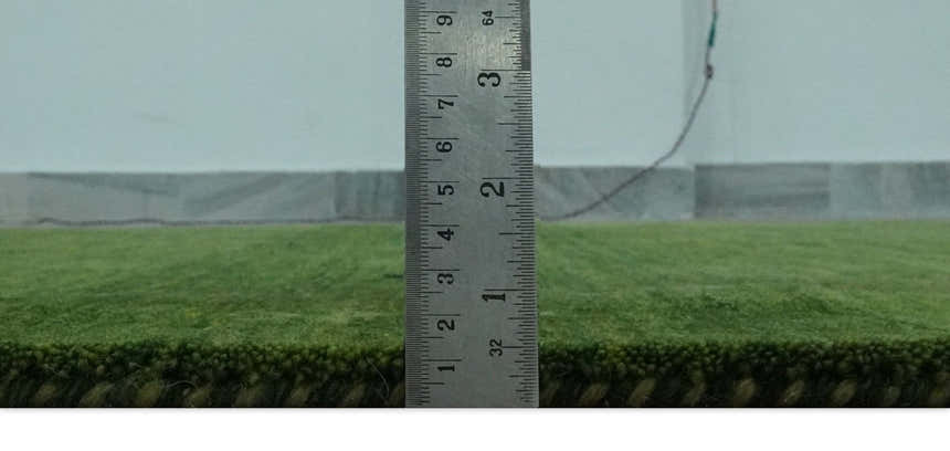 Geometrical Stripes Design Green Hand loom Multi Size wool Area Rug