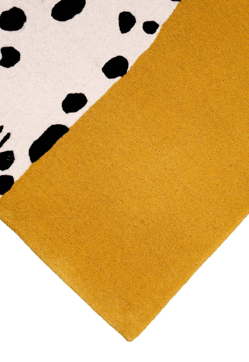 Gold And Black Shady Dalmatian Hand Tufted 4x4 Wool Rug