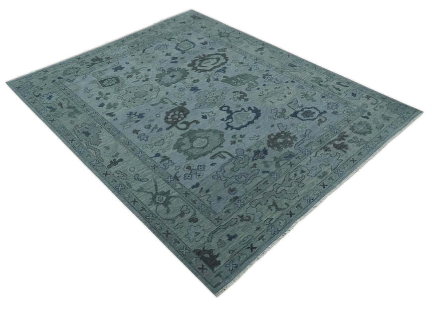 Gray and Charcoal Antique look Hand knotted Traditional Oushak wool Area Rug