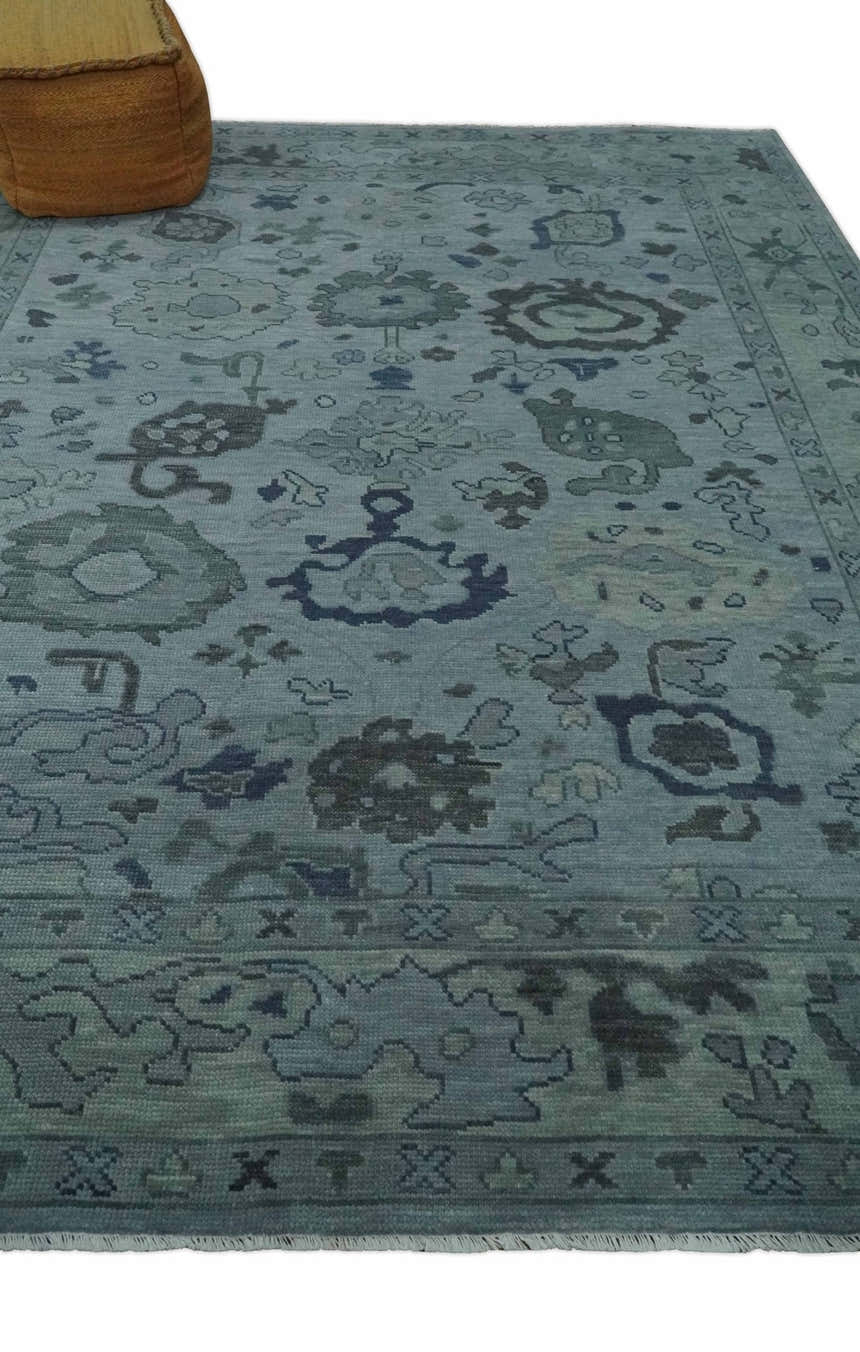 Gray and Charcoal Antique look Hand knotted Traditional Oushak wool Area Rug