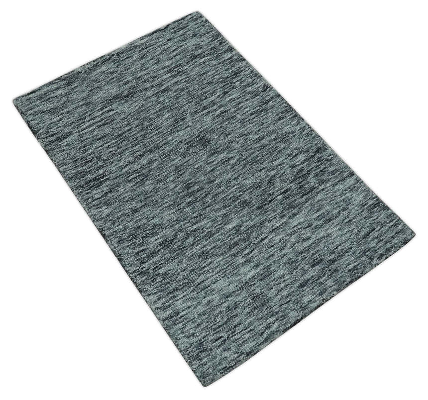 Gray and Charcoal Solid Shaded Hand Tufted Natural Multi Size Wool Area Rug