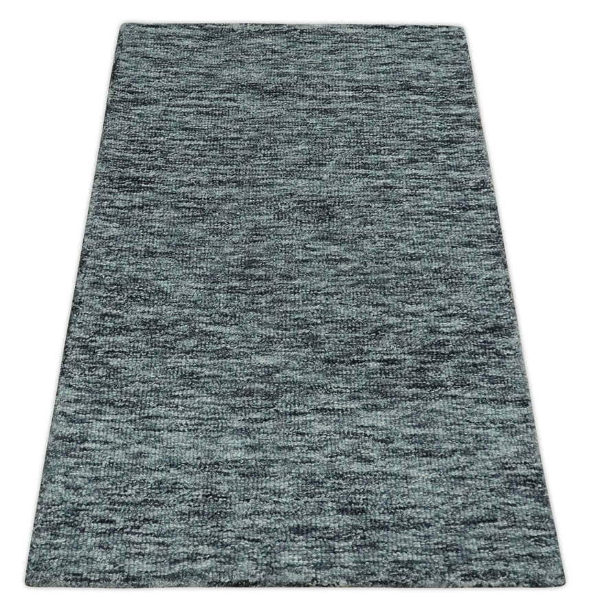 Gray and Charcoal Solid Shaded Hand Tufted Natural Multi Size Wool Area Rug