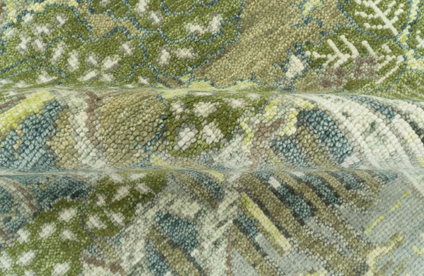 Green And Gray Nature Jungle Hand Knotted Custom Made wool area rug