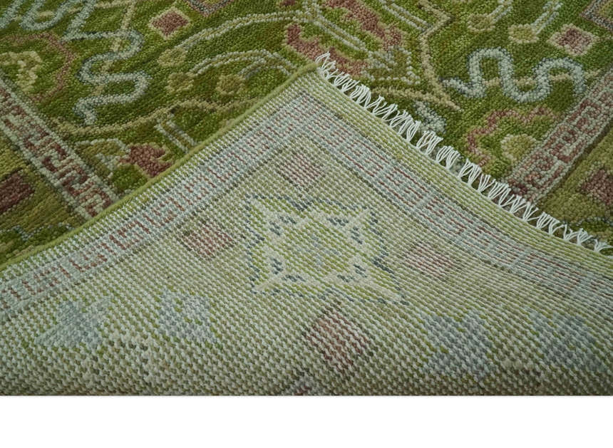 Green and Purple Traditional Design Custom Made wool area rug