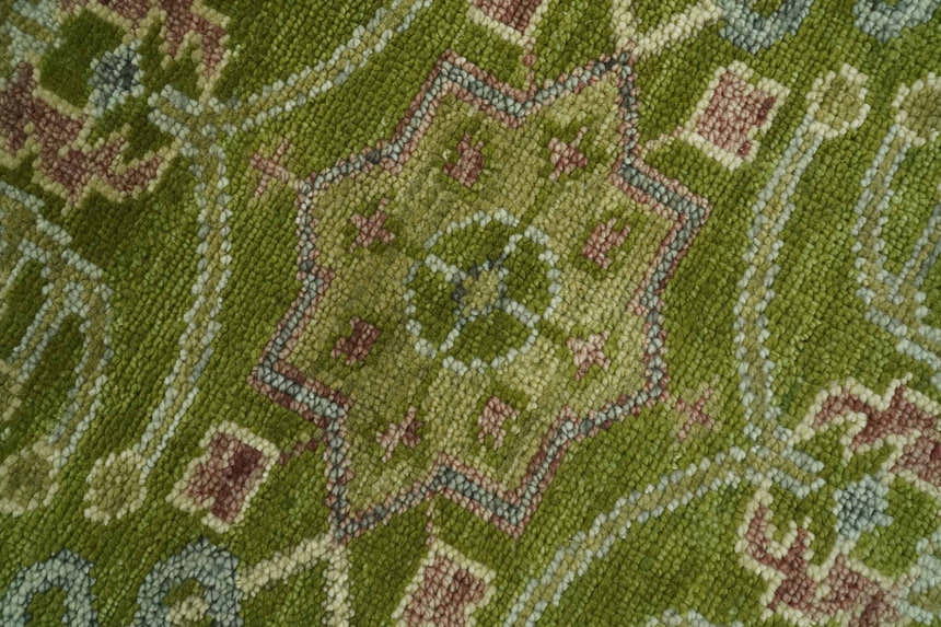 Green and Purple Traditional Design Custom Made wool area rug