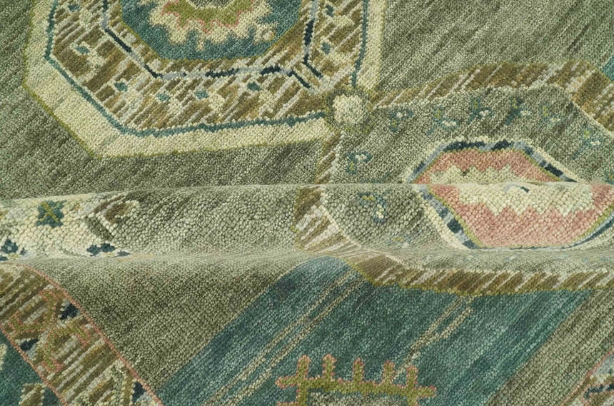 Green and Teal Traditional Hand Knotted Multi Size wool area rug