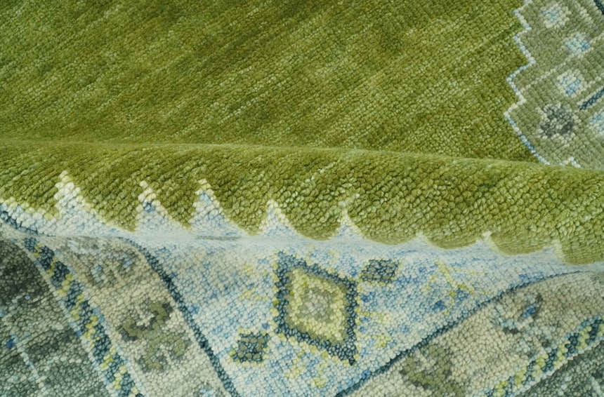 Green, Blue and Gray Hand Knotted Traditional Heriz Multi Size wool area rug