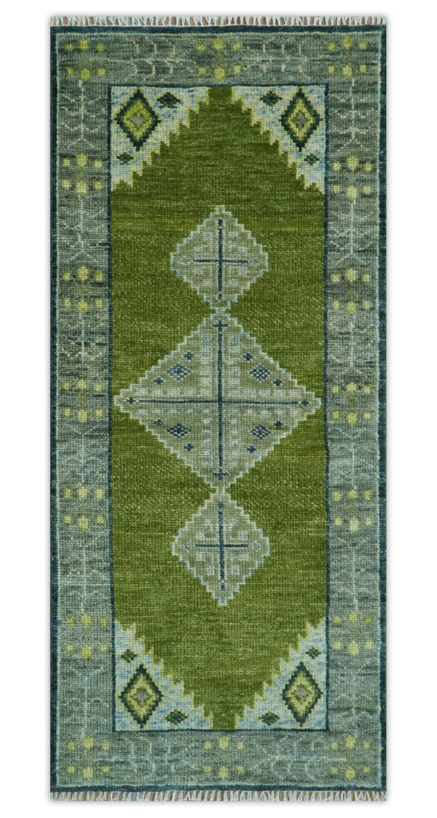 Green, Blue and Gray Hand Knotted Traditional Heriz Multi Size wool area rug