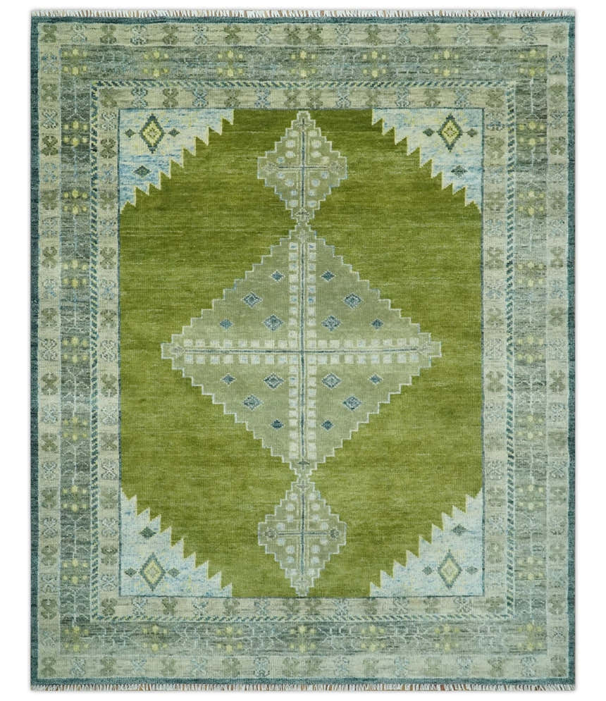 Green, Blue and Gray Hand Knotted Traditional Heriz Multi Size wool area rug