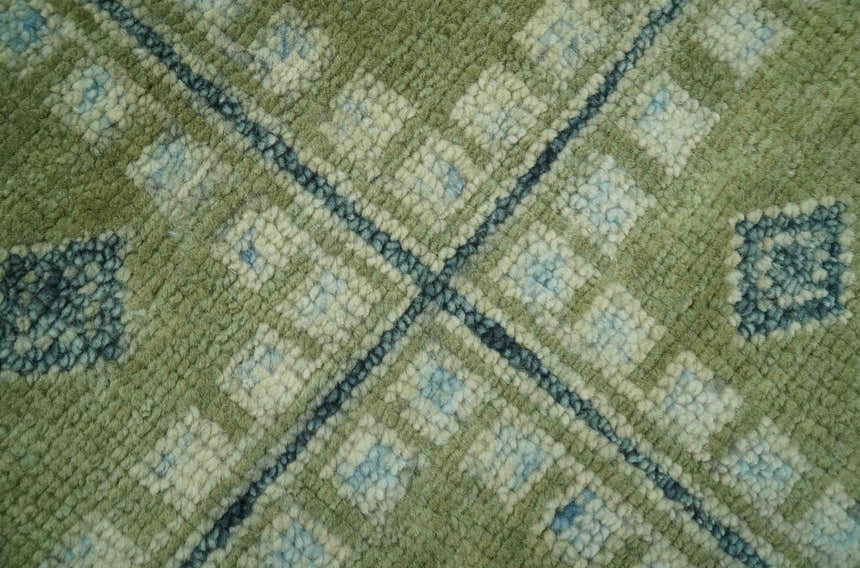 Green, Blue and Gray Hand Knotted Traditional Heriz Multi Size wool area rug